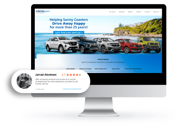 Car dealership with google review widget