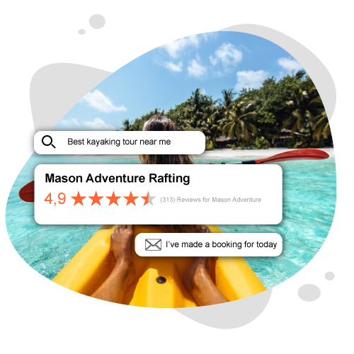 Kayak Tour Business on Google getting an enquiry with reviews