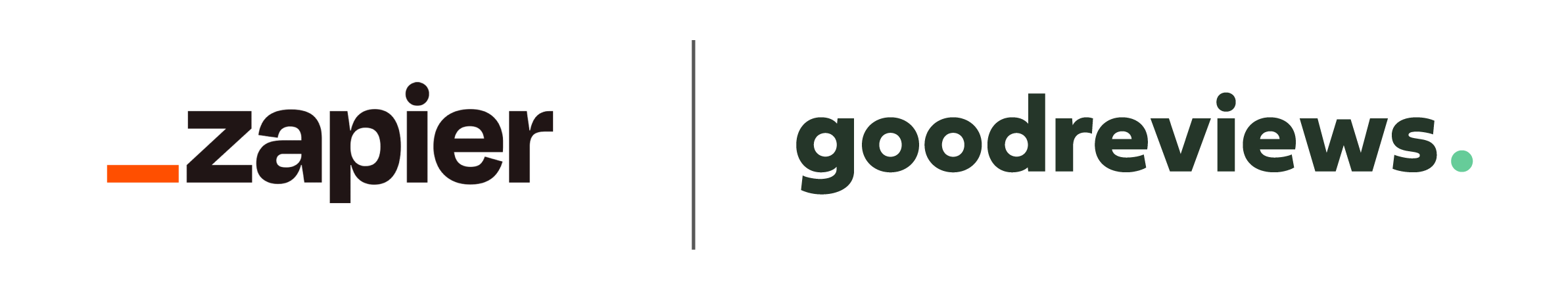 Zapier and Goodreviews logo to represent the partnership to automatically collect Google Reviews.